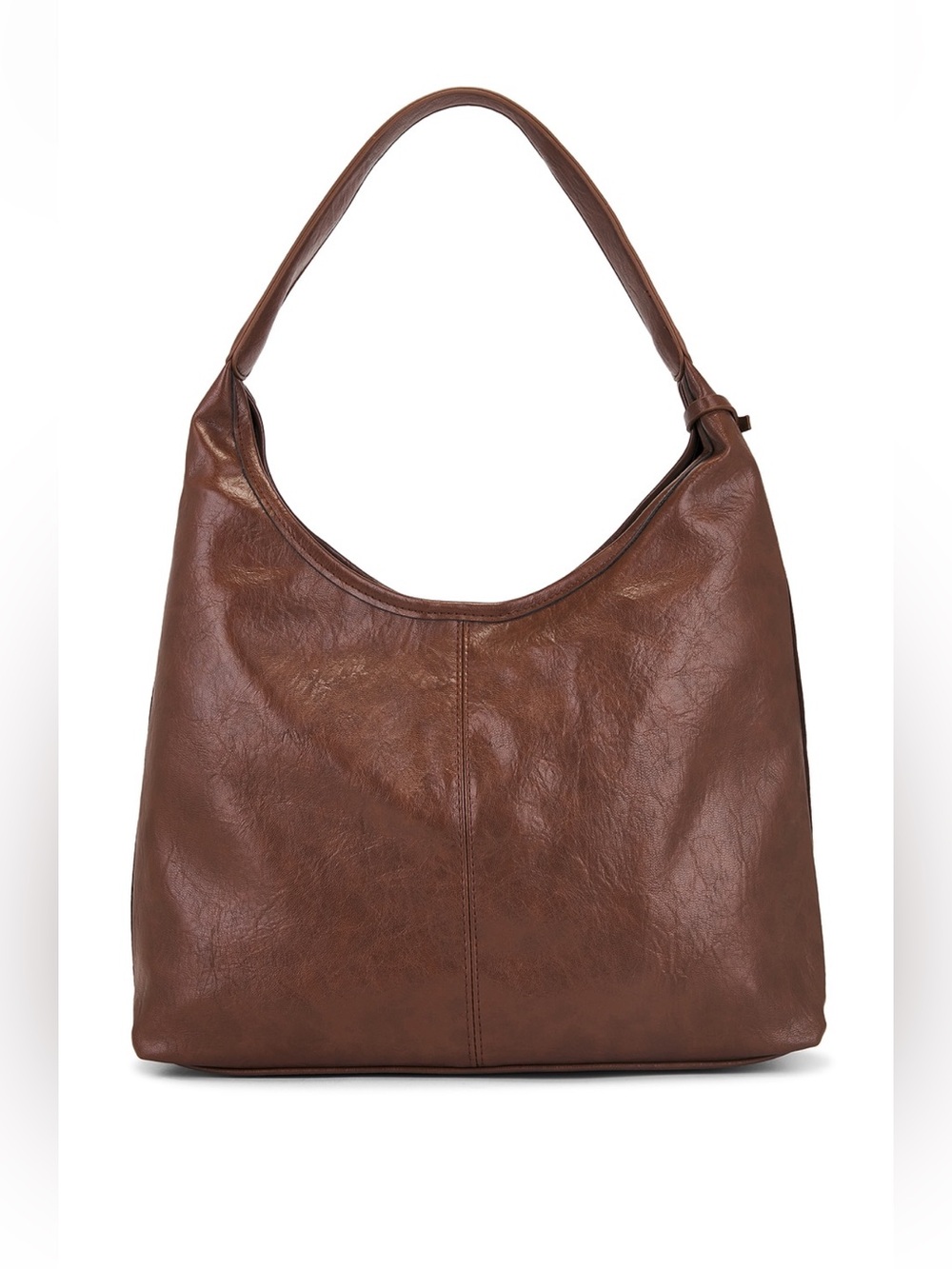 Opposite sided faux leather & faux suede Dark Brown Shoulder tote Bag - Picture 3 of 5